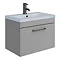 Arezzo 600 Matt Grey Wall Hung Vanity Unit with Matt Blue Basin + Black Handle In Bathroom Large Im