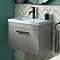 Arezzo 600 Matt Grey Wall Hung Vanity Unit with Matt Blue Basin + Black Handle Large Image