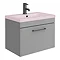 Arezzo 600 Matt Grey Wall Hung Vanity Unit with Matt Pink Basin + Square Toilet Profile Large Image