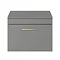 Arezzo 600 Matt Grey Wall Hung Vanity Unit with Worktop + Brushed Brass Handle  Feature Large Image