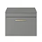 Arezzo 600 Matt Grey Wall Hung Vanity Unit with Worktop + Brushed Brass Handle Feature Large Image
