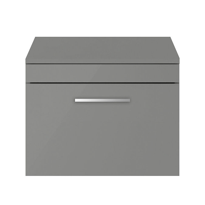 Arezzo 600 Matt Grey Wall Hung Vanity Unit with Worktop + Chrome Handle  Feature Large Image