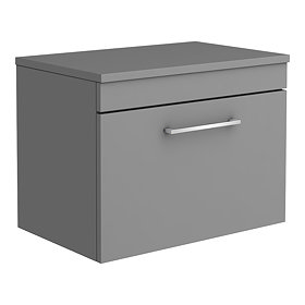 Arezzo 600 Matt Grey Wall Hung Vanity Unit with Worktop + Chrome Handle Large Image