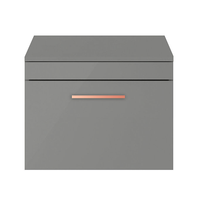 Arezzo 600 Matt Grey Wall Hung Vanity Unit with Worktop + Rose Gold Handle  Feature Large Image