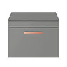 Arezzo 600 Matt Grey Wall Hung Vanity Unit with Worktop + Rose Gold Handle  Feature Large Image