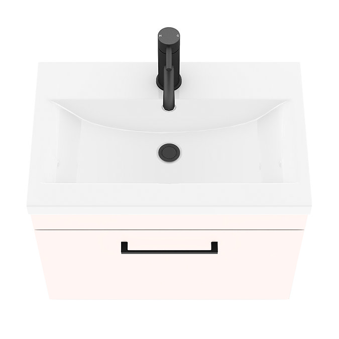 Arezzo 600 Matt Pink Wall Hung 1-Drawer Vanity Unit with Matt Black Handle  Feature Large Image