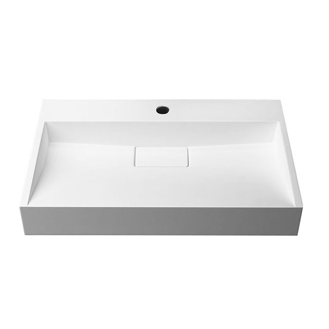 Arezzo 600mm Wall Mounted / Countertop Stone Resin Basin with Hidden Waste Cover  Standard Large Ima