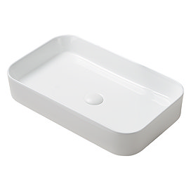Arezzo 600 x 370mm Curved Rectangular Counter Top Basin - Gloss White Large Image