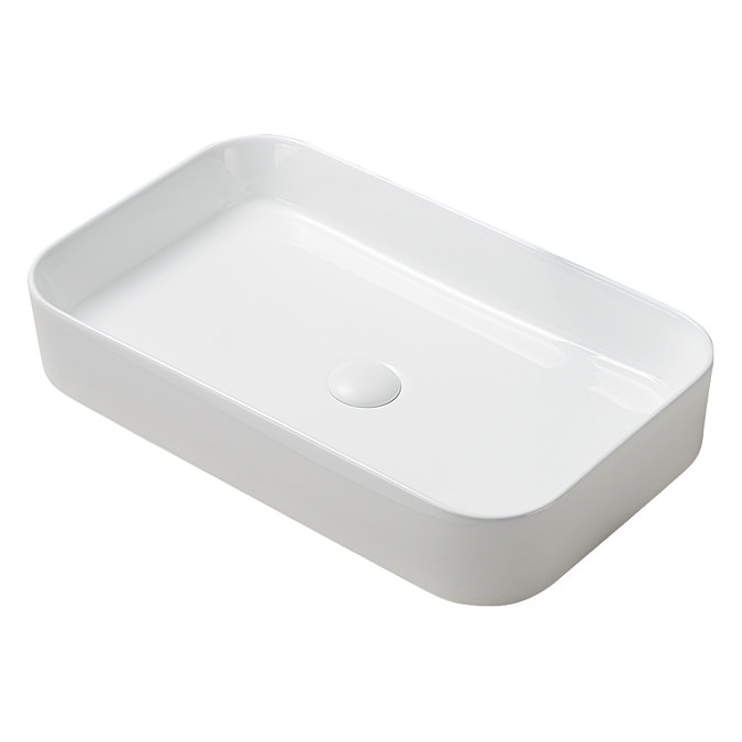 Arezzo 600 x 370mm Curved Rectangular Counter Top Basin - Gloss White  Large Image