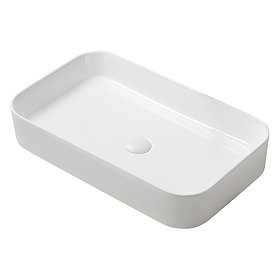 Arezzo 600 x 370mm Curved Rectangular Counter Top Basin - Gloss White  Large Image