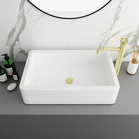 Arezzo 600 x 390mm Gloss White Rectangular Counter Top Basin Large Image