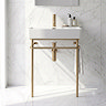 Arezzo 600 x 425mm Brushed Brass Washstand with Gloss White Ceramic Basin – 1 Tap Hole