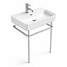 Arezzo 600 x 425mm Chrome Washstand with Gloss White Ceramic Basin – 1 Tap Hole