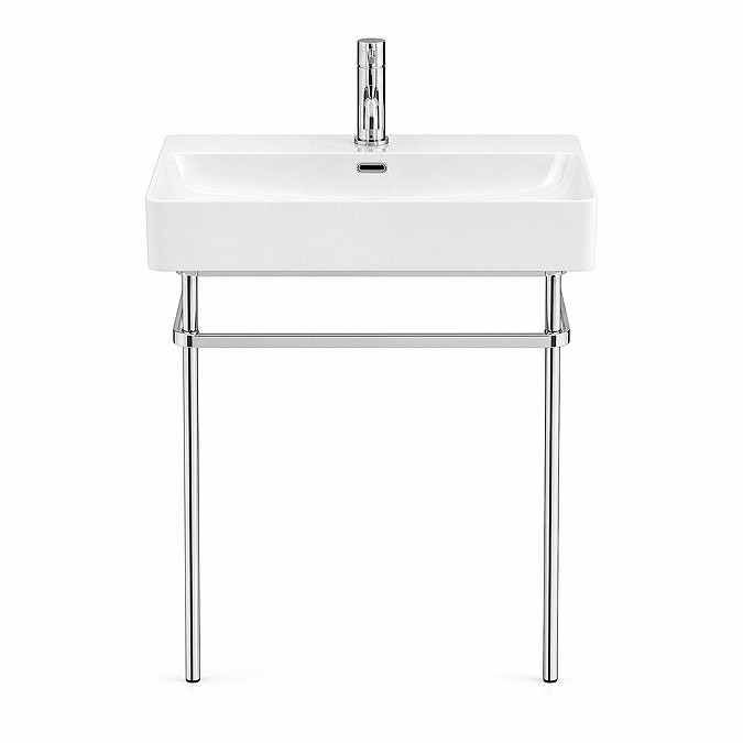 Arezzo 600 x 425mm Chrome Washstand with Gloss White Ceramic Basin – 1 Tap Hole