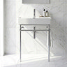 Arezzo 600 x 425mm Chrome Washstand with Gloss White Ceramic Basin – 1 Tap Hole