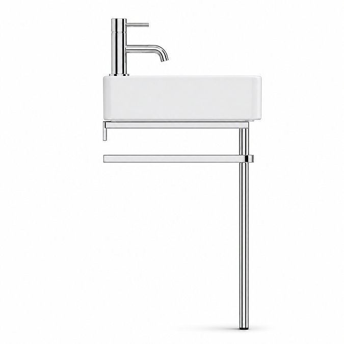 Arezzo 600 x 425mm Chrome Washstand with Gloss White Ceramic Basin – 1 Tap Hole