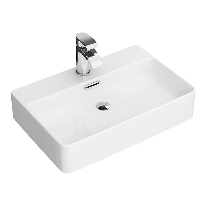 Arezzo 600 x 425mm Chrome Washstand with Gloss White Ceramic Basin – 1 Tap Hole