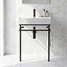 Arezzo 600 x 425mm Matt Black Washstand with Gloss White Ceramic Basin – 1 Tap Hole