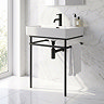Arezzo 600 x 425mm Matt Black Washstand with Gloss White Ceramic Basin – 1 Tap Hole
