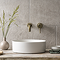 Arezzo 600mm Matt White & Gold Effect Marble Shelf with White Round Basin