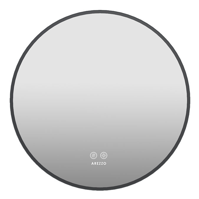Arezzo 600mm Round LED Bathroom Mirror – Matt Black, Colour-Changing, Demister, Touch Sensor