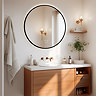 Arezzo 600mm Round LED Bathroom Mirror – Matt Black, Colour-Changing, Demister, Touch Sensor
