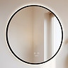 Arezzo 600mm Round LED Bathroom Mirror – Matt Black, Colour-Changing, Demister, Touch Sensor