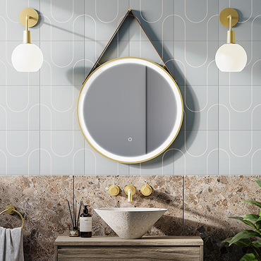 Arezzo Brushed Brass 600mm Round LED Illuminated Anti-Fog Bathroom Mirror