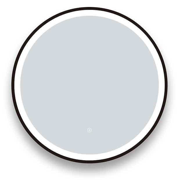 Arezzo Matt Black 600mm Round LED Illuminated AntiFog Bathroom Mirror