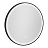 Arezzo Matt Black 600mm Round LED Illuminated Anti-Fog Bathroom Mirror