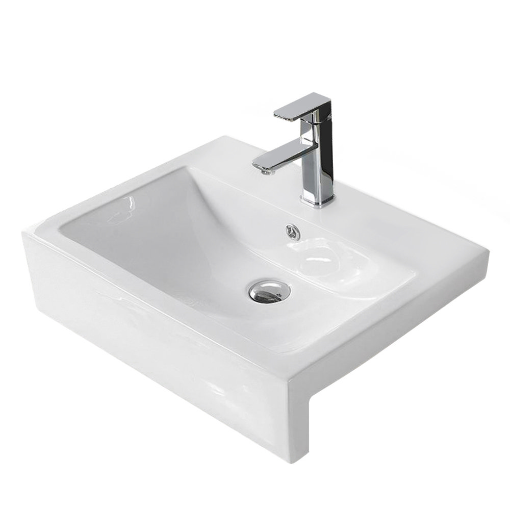 Arezzo 600mm Square Semi-Recessed Basin - Gloss White | Victorian ...