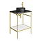 Arezzo 610 Black Marble Effect Worktop with Brushed Brass Framed Washstand & Matt Black Round Basin