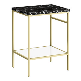 Arezzo 610 Black Marble Effect Worktop with Brushed Brass Framed Washstand