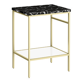 Arezzo 610 Black Marble Effect Worktop with Brushed Brass Framed Washstand