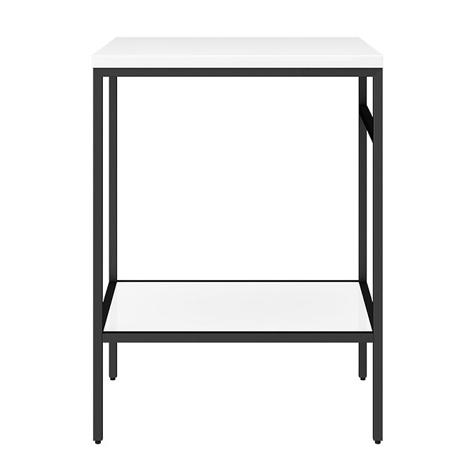 Arezzo 610 Gloss White Stone Resin Worktop with Matt Black Framed Washstand  Profile Large Image