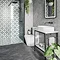 Arezzo 610 Gloss White Stone Resin Worktop with Matt Black Framed Washstand Feature Large Image