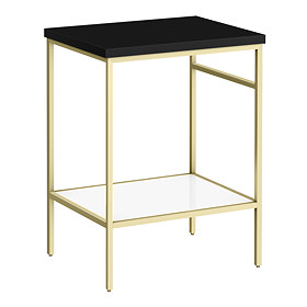 Arezzo 610 Matt Black Stone Resin Worktop with Brushed Brass Framed Washstand Large Image