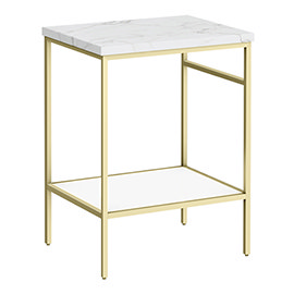 Arezzo 610 White Marble Effect Worktop with Brushed Brass Framed Washstand Medium Image