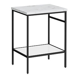 Arezzo 610 White Marble Effect Worktop with Matt Black Framed Washstand Large Image