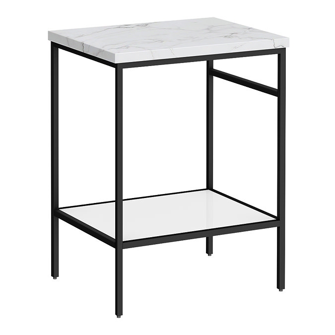 Arezzo 610 White Marble Effect Worktop with Matt Black Framed Washstand Large Image