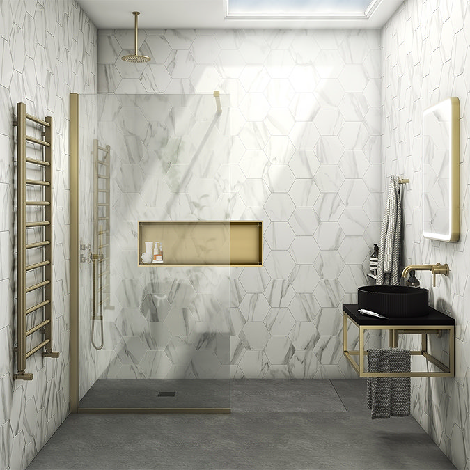 Arezzo 610 x 305 Shower Niche - Brushed Brass