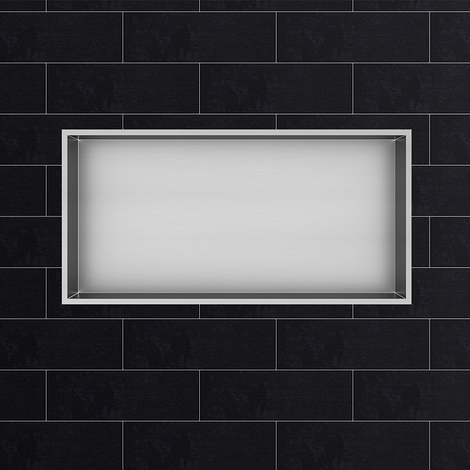 Arezzo 610 x 305 Shower Niche - Brushed Steel