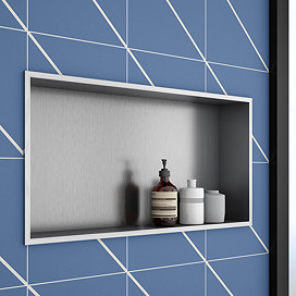 Arezzo 610 x 305 Shower Niche - Brushed Steel