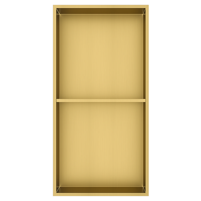 Arezzo 610 x 305 Shower Niche with Shelf - Brushed Brass