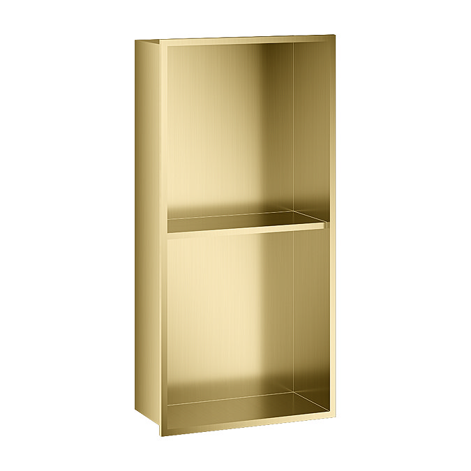 Arezzo 610 x 305 Shower Niche with Shelf - Brushed Brass