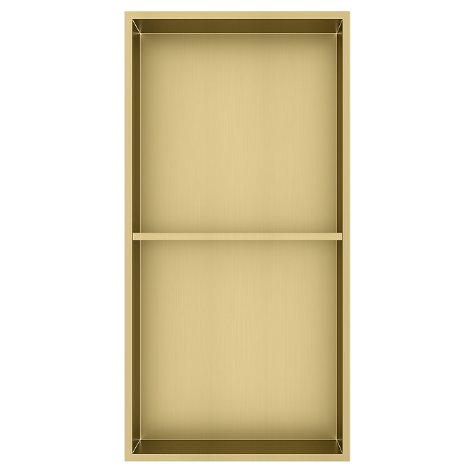 Arezzo 610 x 305 Shower Niche with Shelf - Brushed Brass