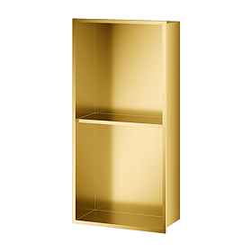 Arezzo 610 x 305 Shower Niche with Shelf - Brushed Brass