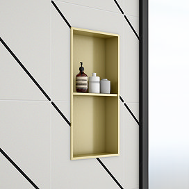 Arezzo 610 x 305 Shower Niche with Shelf - Brushed Brass