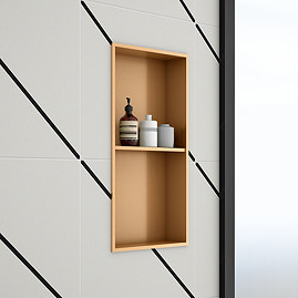 Arezzo 610 x 305 Shower Niche with Shelf - Brushed Copper