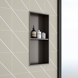 Arezzo 610 x 305 Shower Niche with Shelf - Brushed Gunmetal